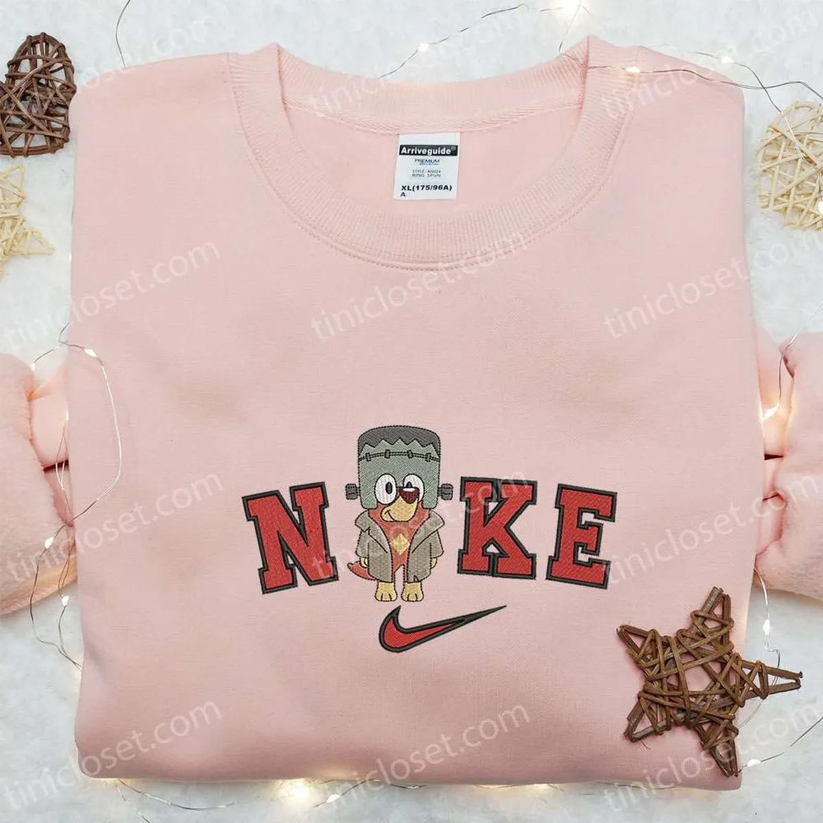 Nike x Rusty Bluey Halloween Embroidered Hoodie, Cute Halloween Embroidered T-shirt, Nike Inspired Embroidered Sweatshirt