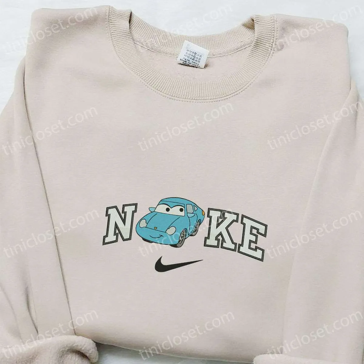 Nike x Sally Carrera Cars Disney Embroidered T-shirt, Disney Cartoon Embroidered Sweatshirt, Nike Inspired Embroidered Hoodie