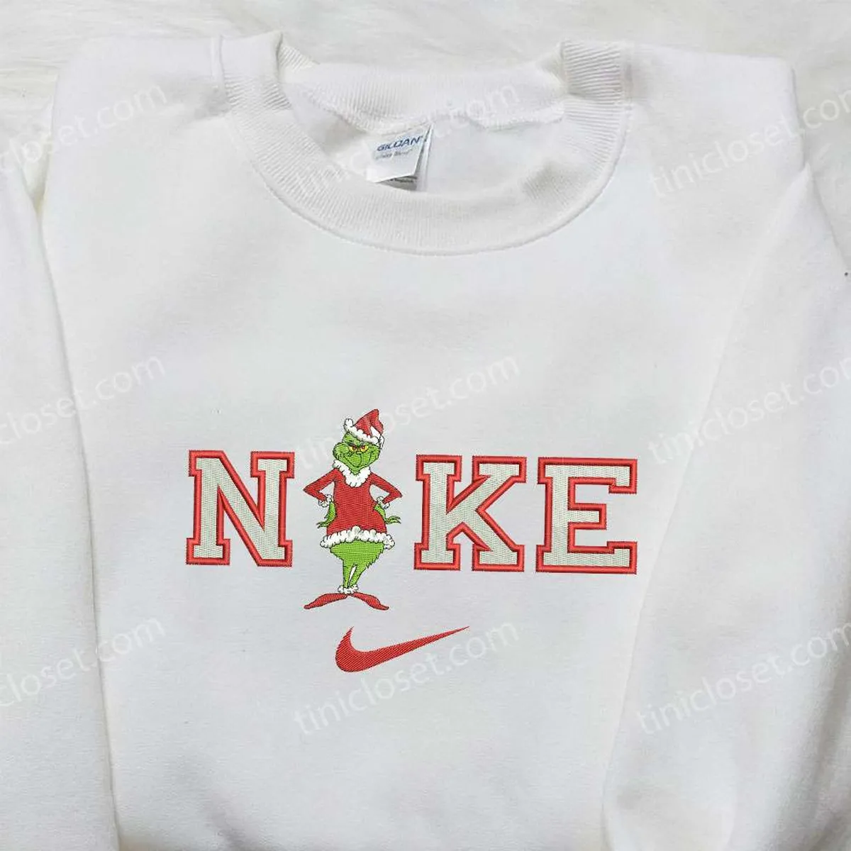 Nike x Santa Claus Grinch Embroidered Shirt, The Grinch Embroidered Shirt, Best Christmas Gifts