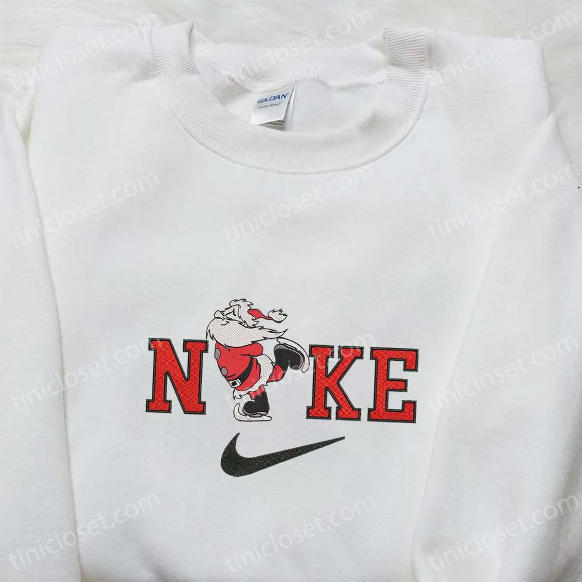 Nike x Santa Claus Skating Embroidered Sweatshirt, Nike Inspired Embroidered Sweatshirt, Best Christmas Gift Ideas