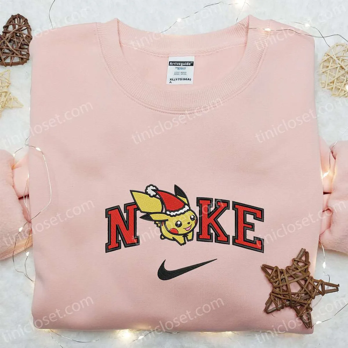 Nike x Santa Pikachu Run Embroidered Sweatshirt, Pokemon Anime Embroidered Shirt, Best Christmas Gift Ideas