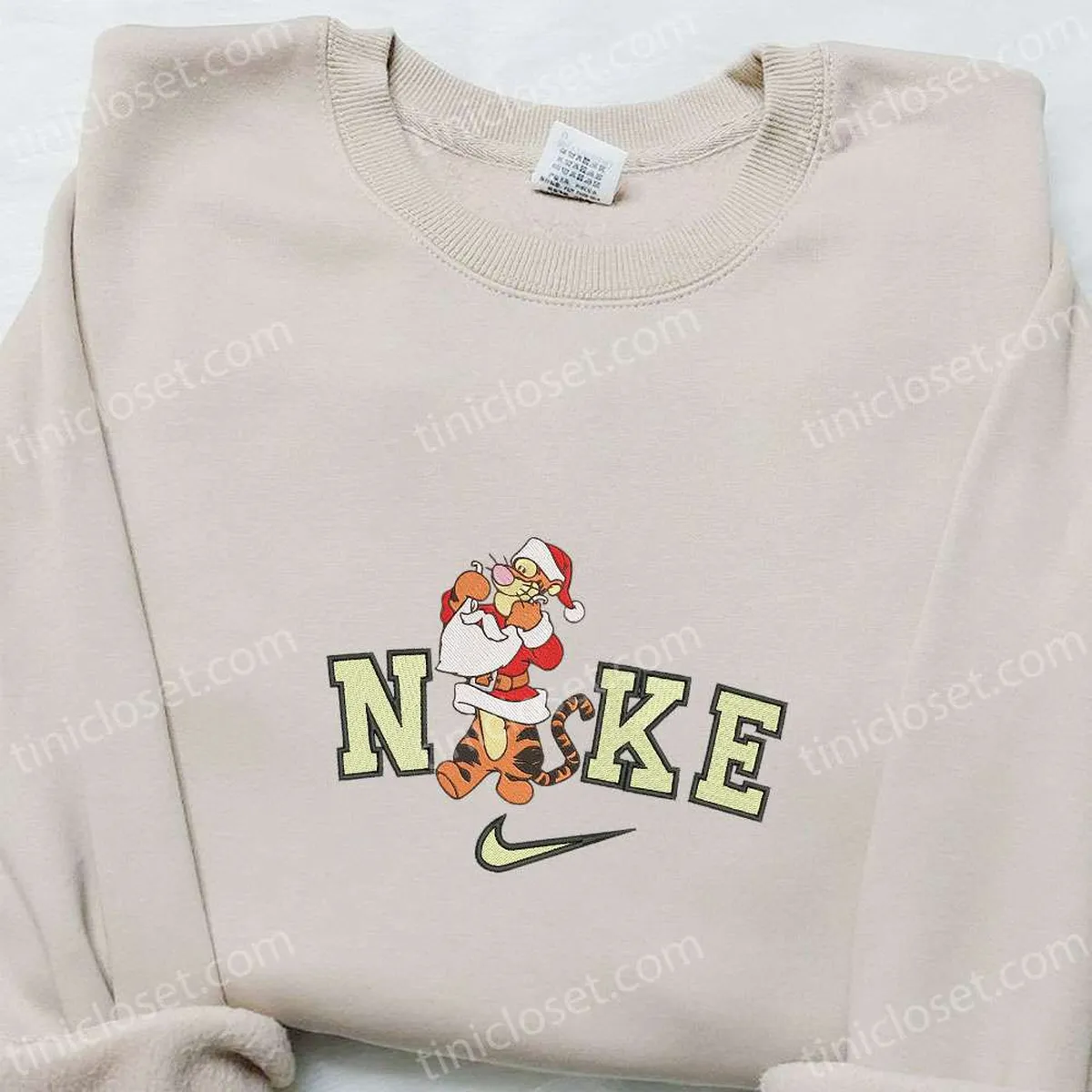 Nike x Santa Tigger Disney Embroidered Sweatshirt, Disney Embroidered Shirt, Nike Inspired Embroidered Hoodie