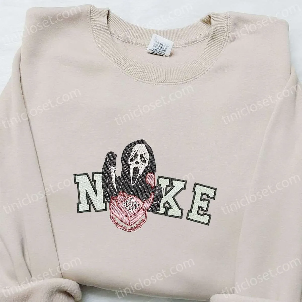 Nike x Scream You Hang Up Ghost Embroidered Shirt, Nike Inspired Embroidered Shirt, Best Gifts for Halloween Lovers