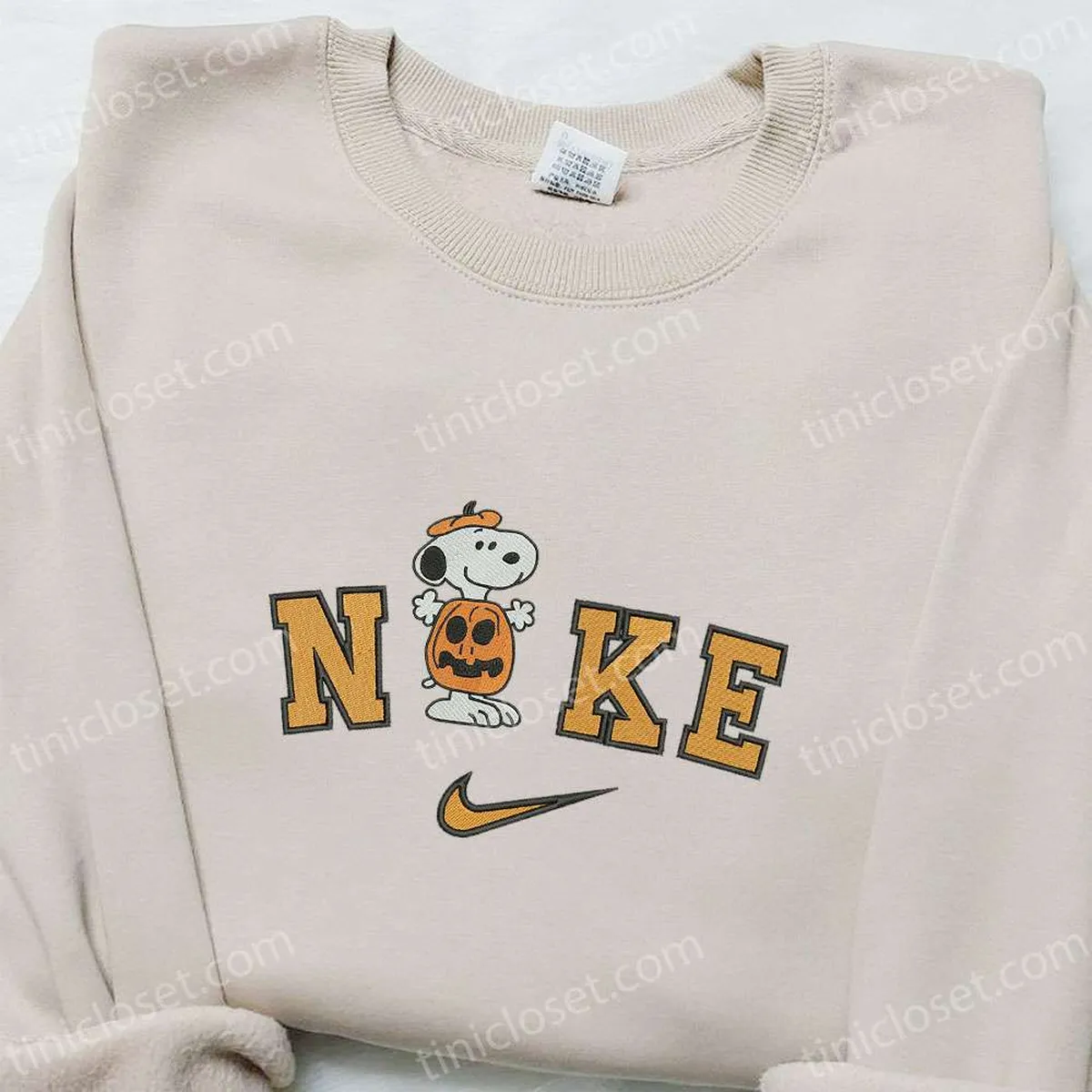 Nike x Snoopy Pumpkin Embroidered Shirt, Nike Inspired Embroidered Shirt, Best Gifts for Halloween Lovers