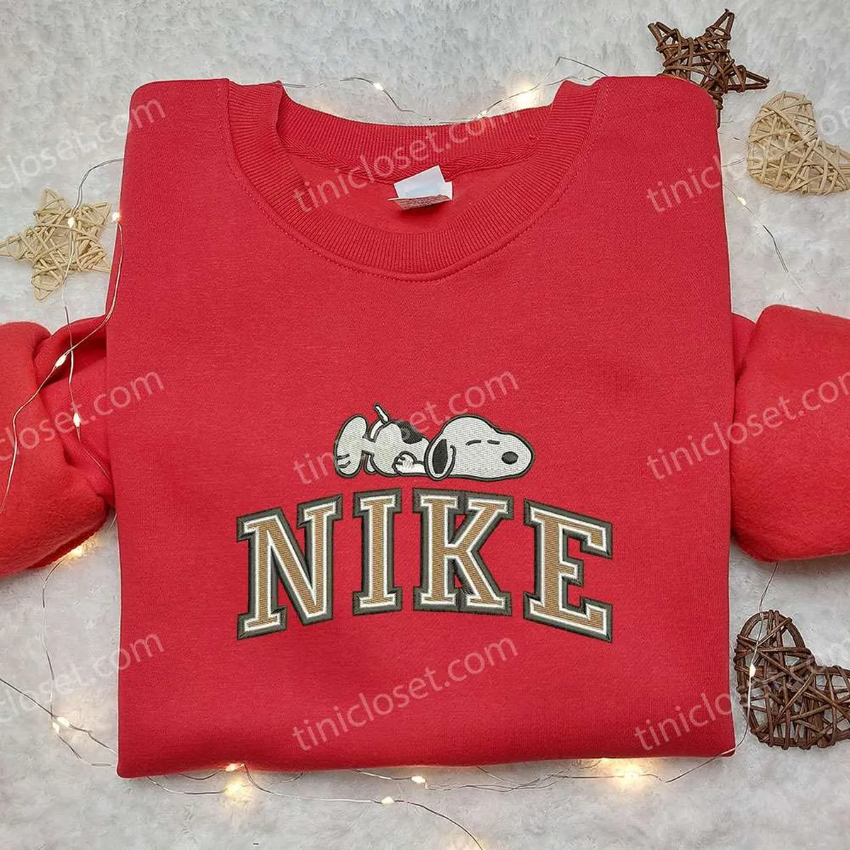 Nike x Snoopy Sleep Embroidered Sweatshirt, Peanuts Cartoon Embroidered Shirt, Nike Inspired Embroidered Shirt