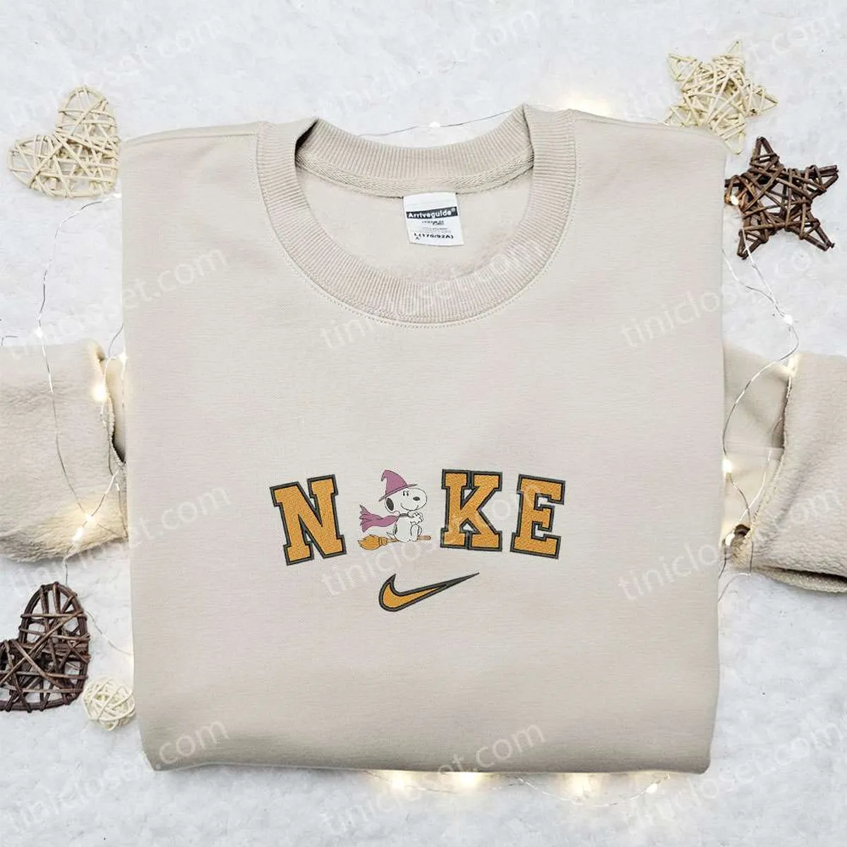 Nike x Snoopy Witch Embroidered Sweatshirt, Nike Inspired Embroidered Hoodie, Adorable Halloween Embroidered T-shirt Nike x Snoopy Witch Embroidered Sweatshirt, Nike Inspired Embroidered Hoodie, Adorable Halloween Embroidered T-shirt