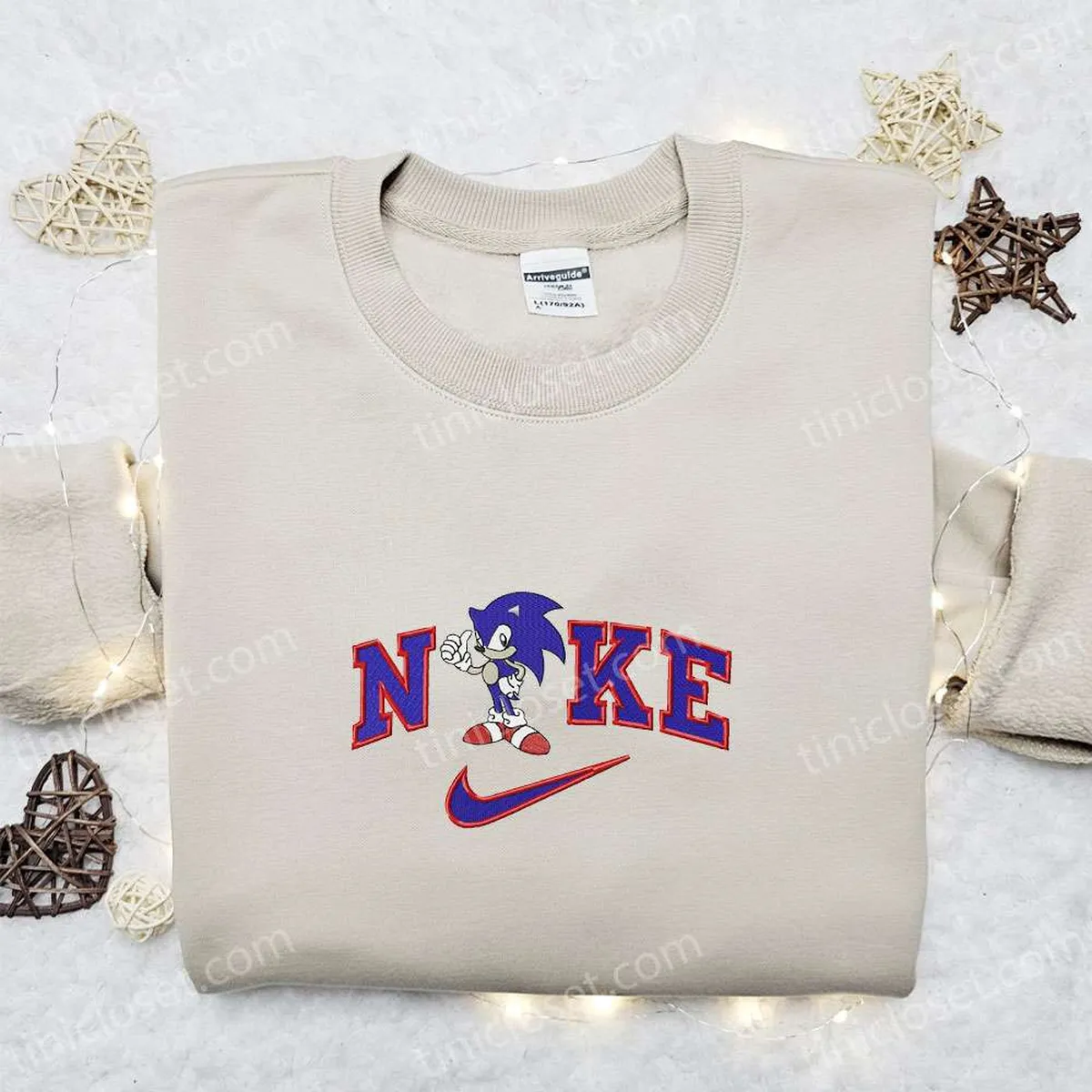 Nike x Sonic Embroidered Sweatshirt, Movie and Game Embroidered Shirt, Best Gift Ideas For All Occasions