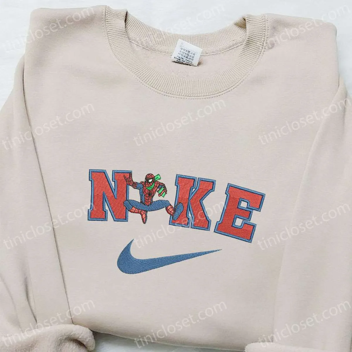 Nike x Spider-Man Movie Embroidered Sweatshirt, Marvel Cinematic Universe Embroidered Hoodie, Custom Nike Embroidered T-shirt