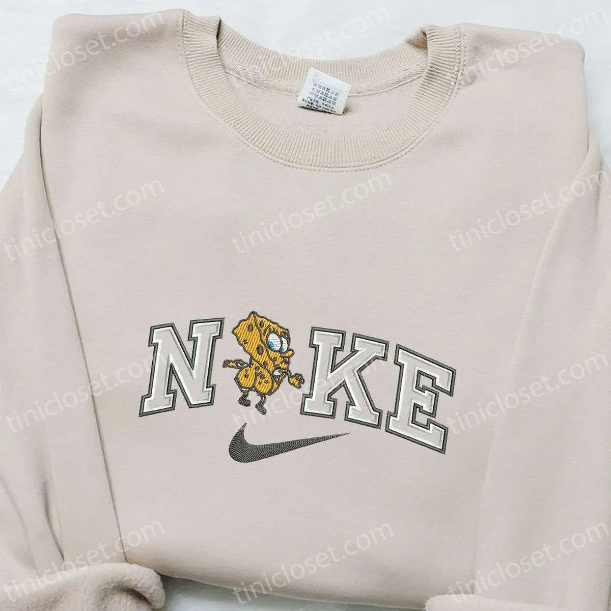 Nike x SpongeBob SquarePants Cartoon Embroidered Sweatshirt, Disney Characters Embroidered Hoodie, Best Gift for Family