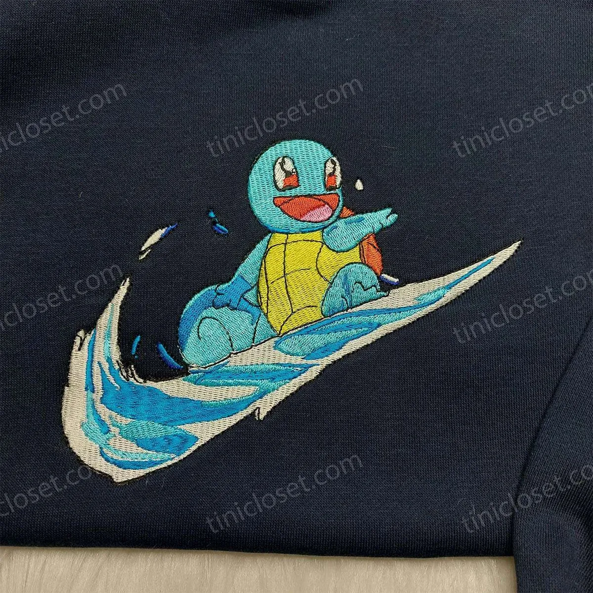 Nike x Squirtle Pokemon Embroidered Shirt, Pokemon Embroidered Shirt, Nike Inspired Embroidered Shirt