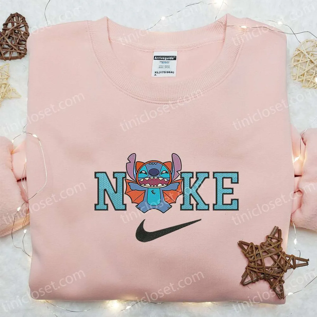 Nike x Stitch Bat Halloween Embroidered Shirt, Nike Inspired Embroidered Shirt, Cute Embroidered Shirt Nike x Stitch Bat Halloween Embroidered Shirt, Nike Inspired Embroidered Shirt, Cute Embroidered Shirt