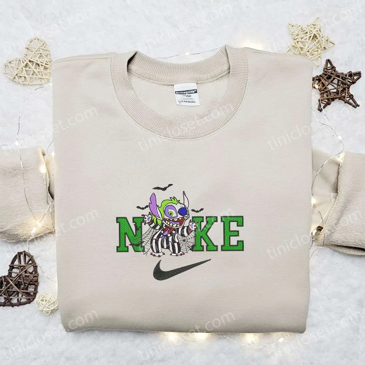 Nike x Stitch Beetlejuice Embroidered Sweatshirt, Horror Movie Characters Embroidered Hoodie, Best Gifts for Family Nike x Stitch Beetlejuice Embroidered Sweatshirt, Horror Movie Characters Embroidered Hoodie, Best Gifts for Family