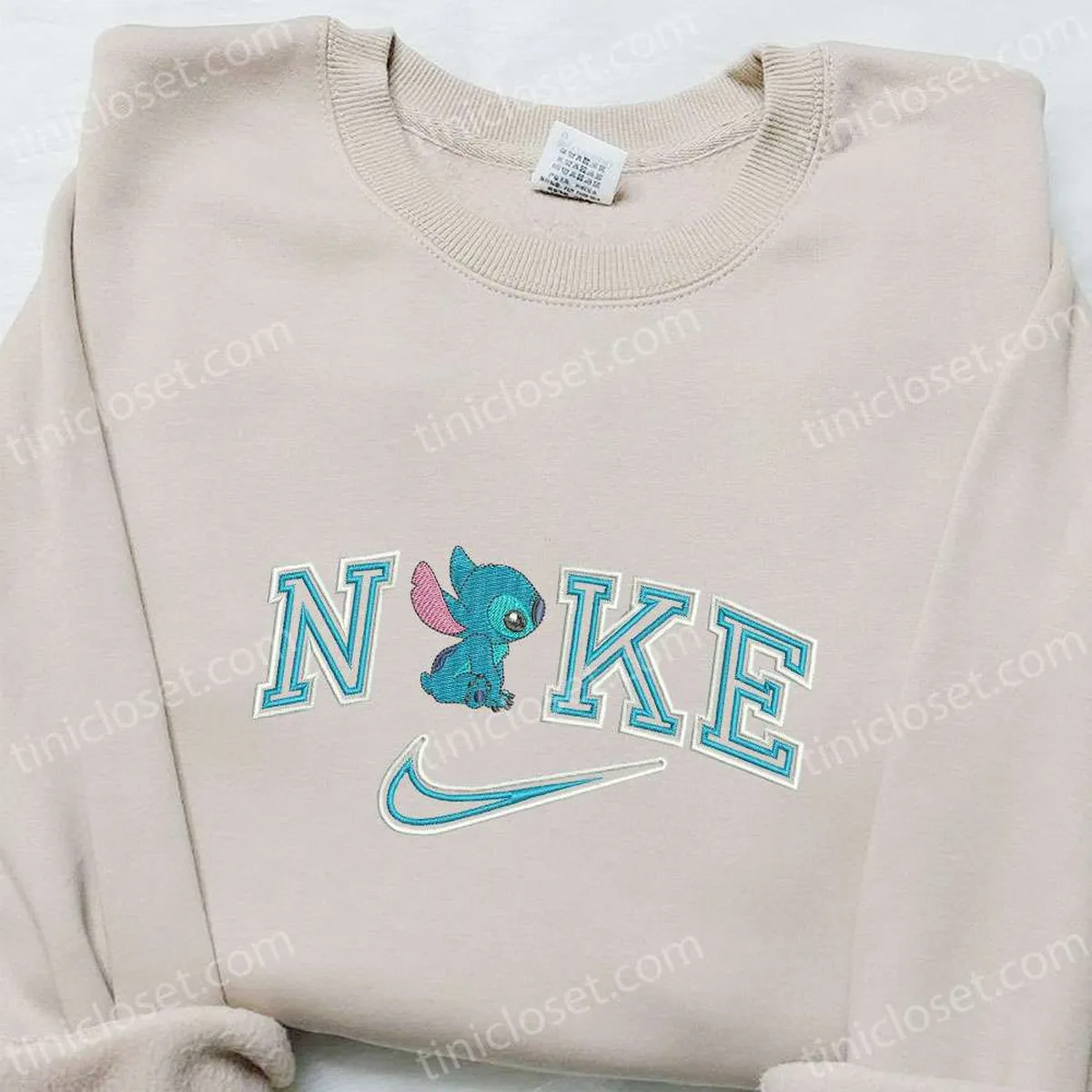 Nike x Stitch Cartoon Embroidered Sweatshirt, Nike Inspired Embroidered Hoodie, Best Gift Ideas for Family