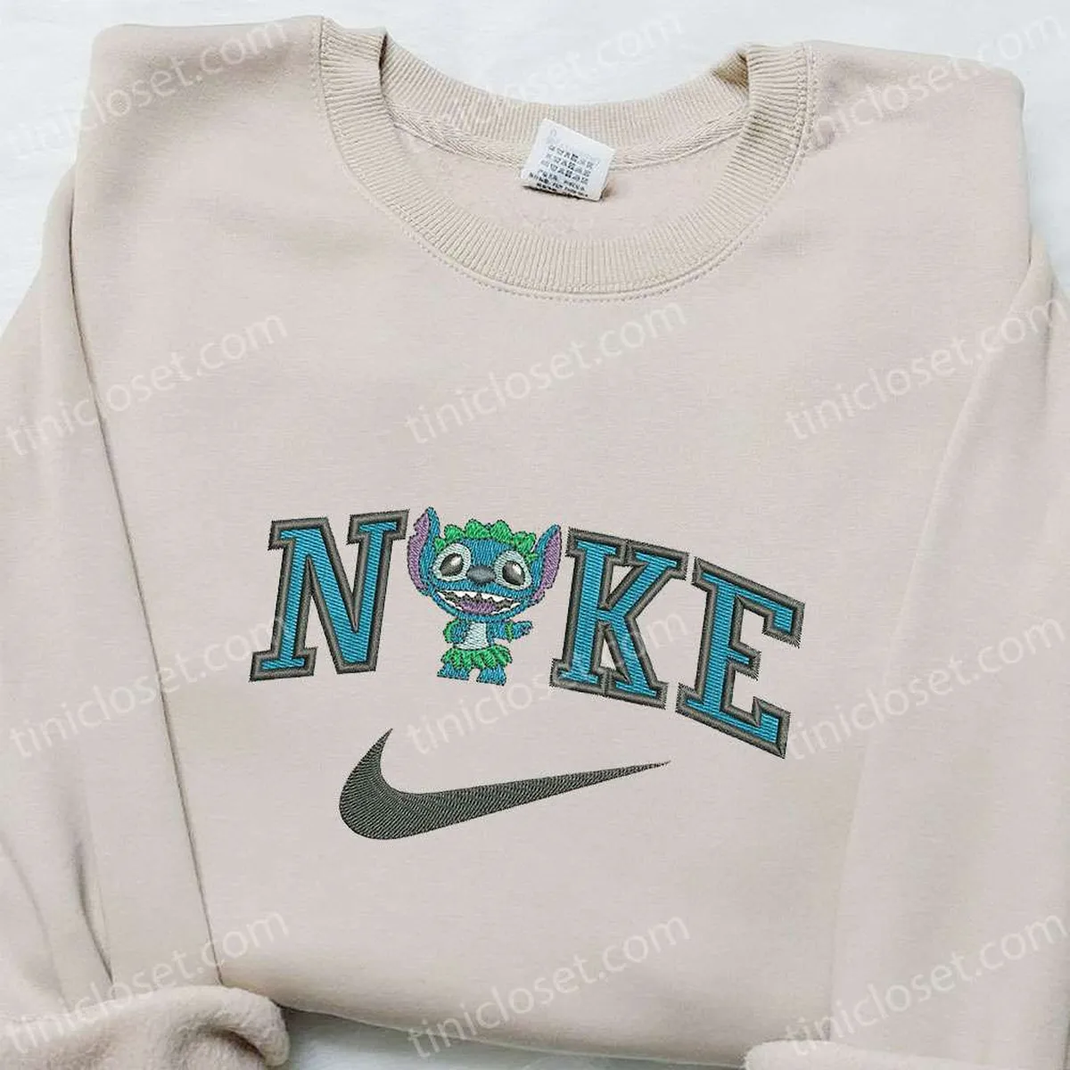 Nike x Stitch Dance Cartoon Embroidered Sweatshirt, Disney Characters Embroidered Hoodie, Best Gift for Family