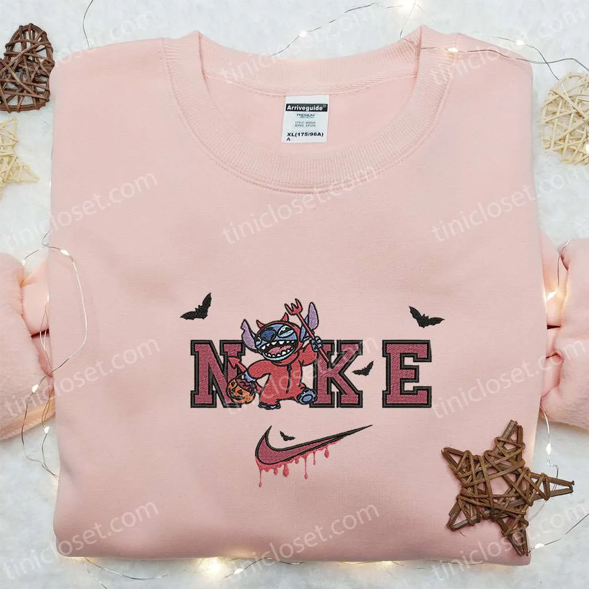 Nike x Stitch Devil Angry Embroidered Sweatshirt, Horror Movie Disney Embroidered Shirt, The Best Halloween Gift Nike x Stitch Devil Angry Embroidered Sweatshirt, Horror Movie Disney Embroidered Shirt, The Best Halloween Gift