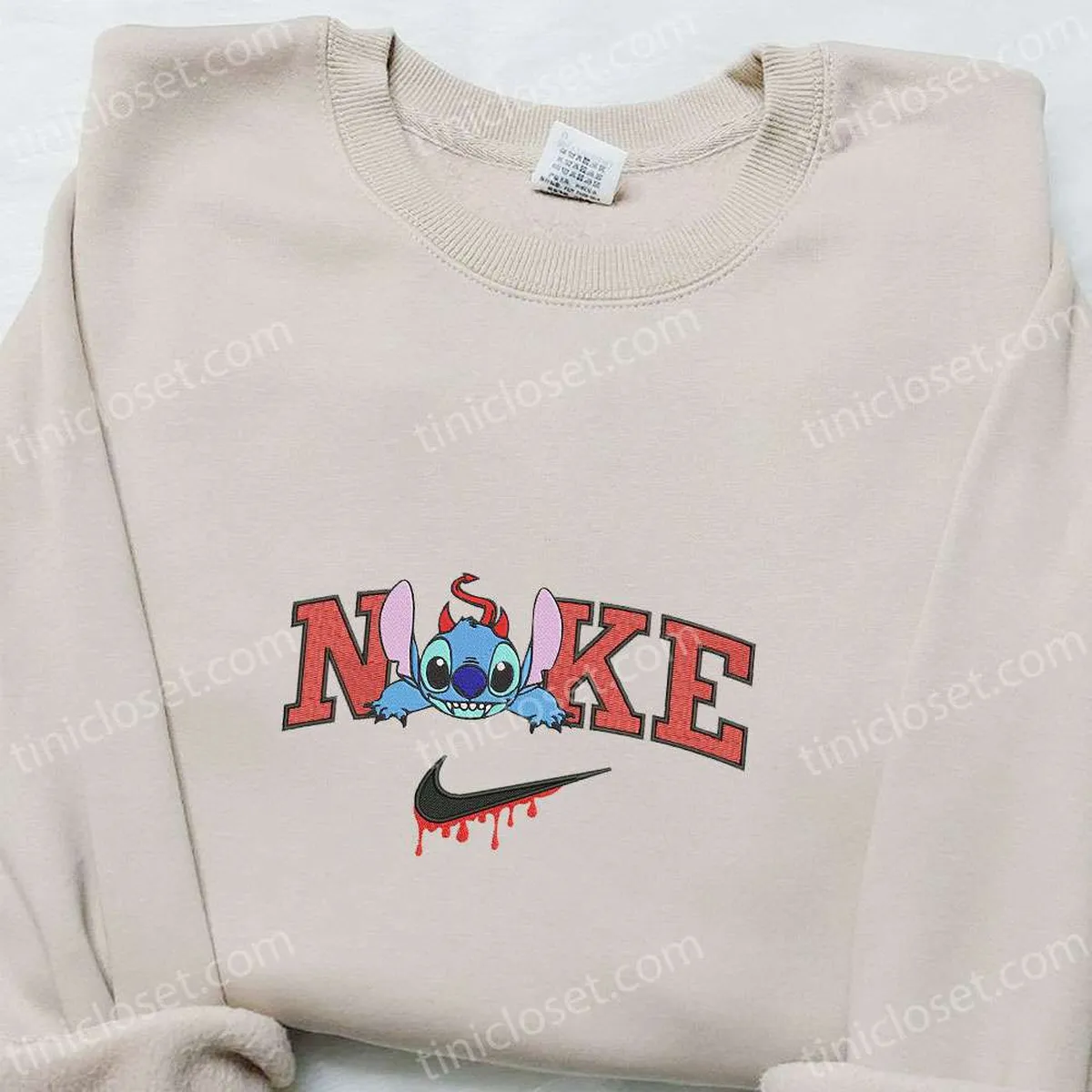 Nike x Stitch Devil Boogie Embroidered Shirt, Halloween Embroidered Sweatshirt, Disney Characters Embroidered T-shirt Nike x Stitch Devil Boogie Embroidered Shirt, Halloween Embroidered Sweatshirt, Disney Characters Embroidered T-shirt