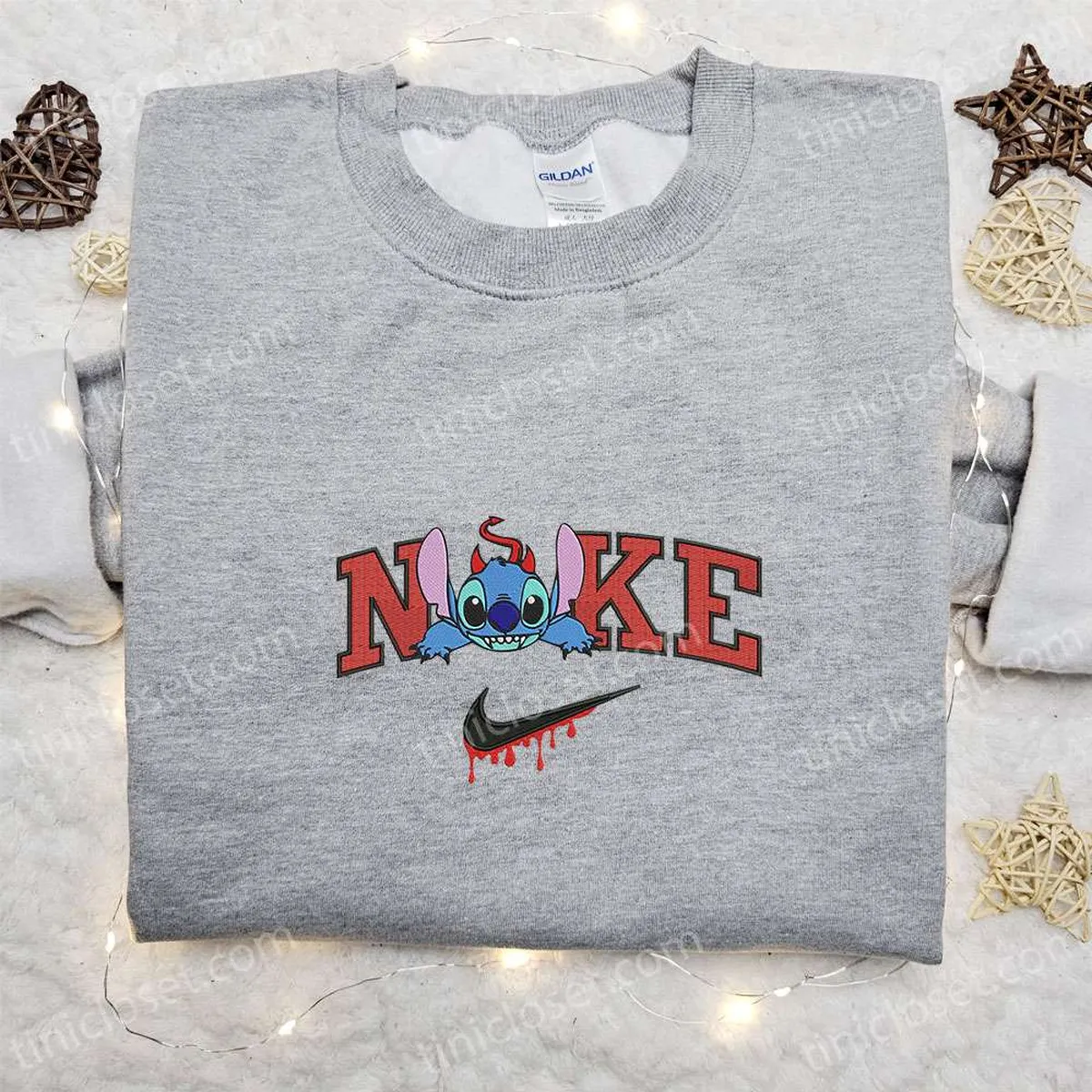 Nike x Stitch Devil Boogie Embroidered Shirt, Halloween Embroidered Sweatshirt, Disney Characters Embroidered T-shirt Nike x Stitch Devil Boogie Embroidered Shirt, Halloween Embroidered Sweatshirt, Disney Characters Embroidered T-shirt