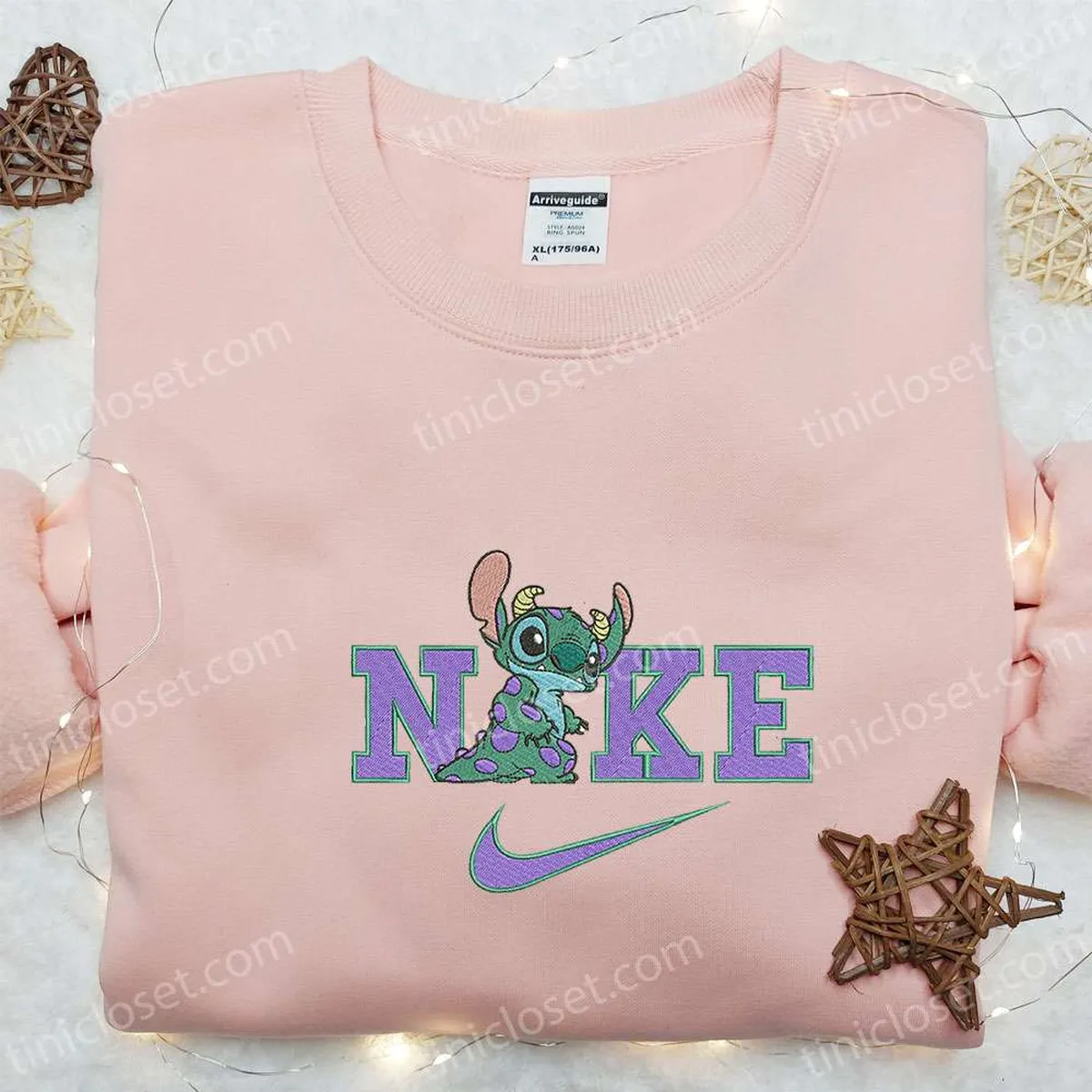 Nike x Stitch Dinosaur Cartoon Embroidered Sweatshirt, Disney Characters Embroidered Hoodie, Best Birthday Gift Ideas Nike x Stitch Dinosaur Cartoon Embroidered Sweatshirt, Disney Characters Embroidered Hoodie, Best Birthday Gift Ideas