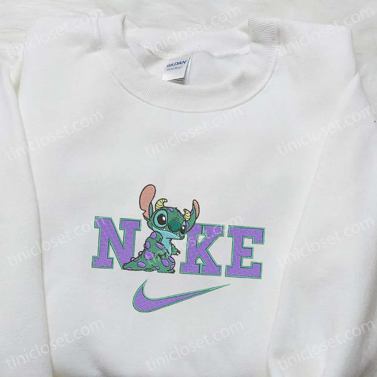 Nike x Stitch Dinosaur Cartoon Embroidered Sweatshirt, Disney Characters Embroidered Hoodie, Best Birthday Gift Ideas Nike x Stitch Dinosaur Cartoon Embroidered Sweatshirt, Disney Characters Embroidered Hoodie, Best Birthday Gift Ideas