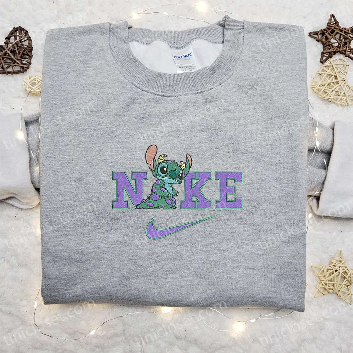 Nike x Stitch Dinosaur Cartoon Embroidered Sweatshirt, Disney Characters Embroidered Hoodie, Best Birthday Gift Ideas Nike x Stitch Dinosaur Cartoon Embroidered Sweatshirt, Disney Characters Embroidered Hoodie, Best Birthday Gift Ideas
