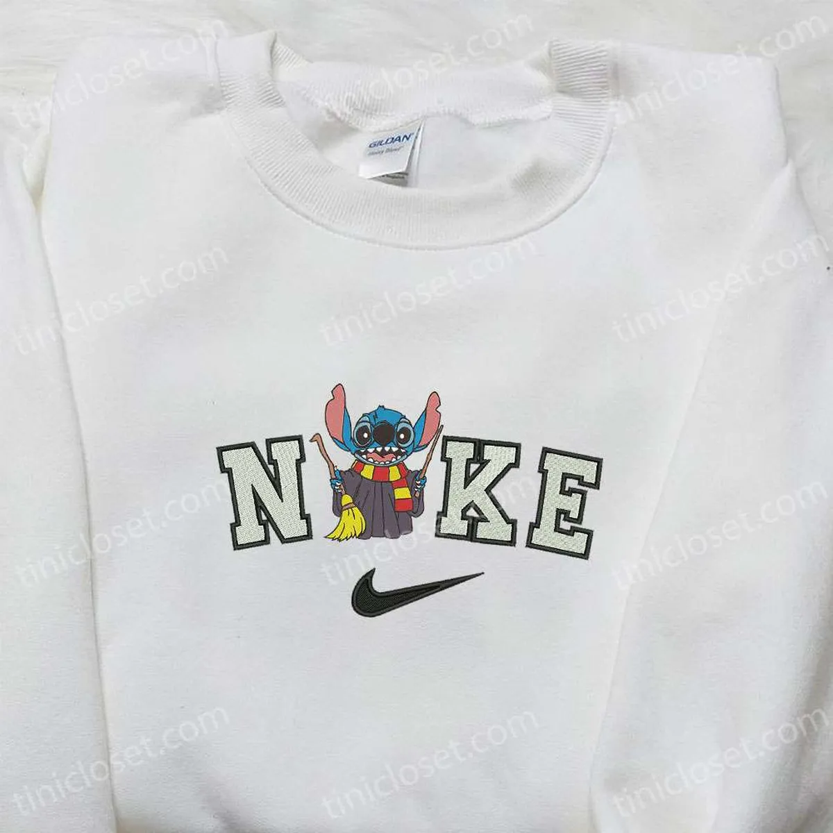 Nike x Stitch Harry Potter Embroidered Sweatshirt, Halloween Disney Embroidered Hoodie, Custom Nike Embroidered T-shirt