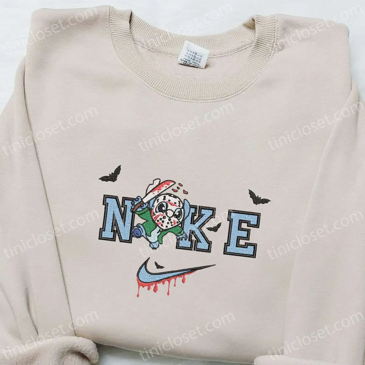 Nike x Stitch Michael Myers Embroidered Sweatshirt, Disney Characters Embroidered Hoodie, Best Halloween Gift Ideas