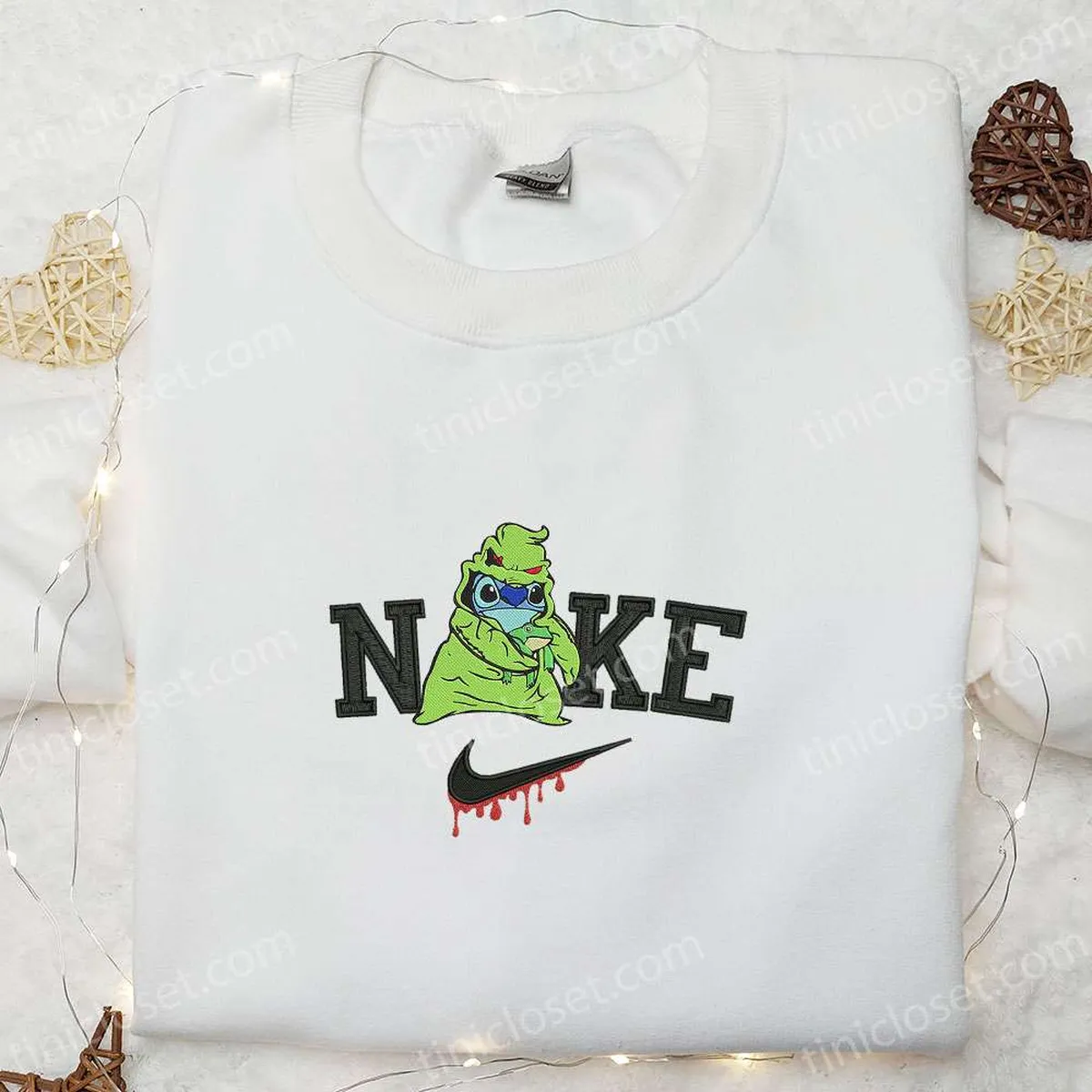 Nike x Stitch Oogie Boogie Embroidered T-shirt, Nike Inspired Embroidered Hoodie, Adorable Halloween Embroidered Sweatshirt