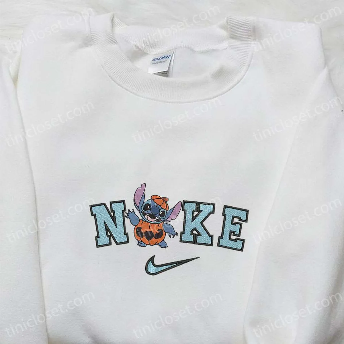 Nike x Stitch Pumpkin Embroidered T-shirt, Nike Inspired Embroidered Hoodie, Best Gifts for Family