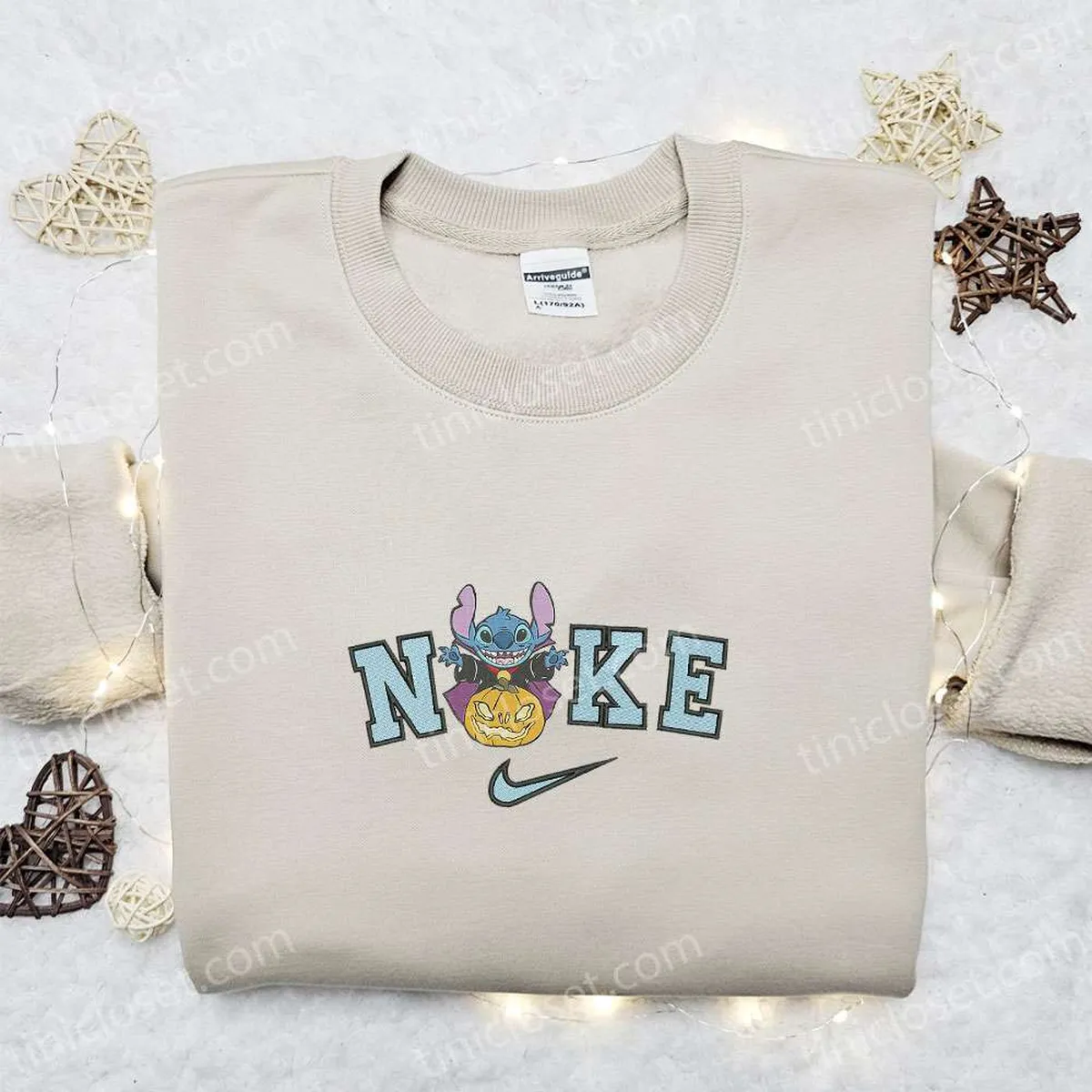 Nike x Stitch Vampire Pumpkin Embroidered T-shirt, Nike Inspired Embroidered Sweatshirt, Best Gifts for Family Nike x Stitch Vampire Pumpkin Embroidered T-shirt, Nike Inspired Embroidered Sweatshirt, Best Gifts for Family
