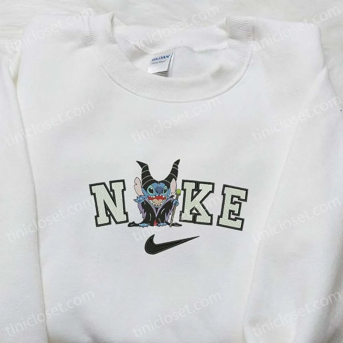 Nike x Stitch Witch Embroidered Sweatshirt, Halloween Disney Embroidered T-shirt, Custom Nike Embroidered Hoodie