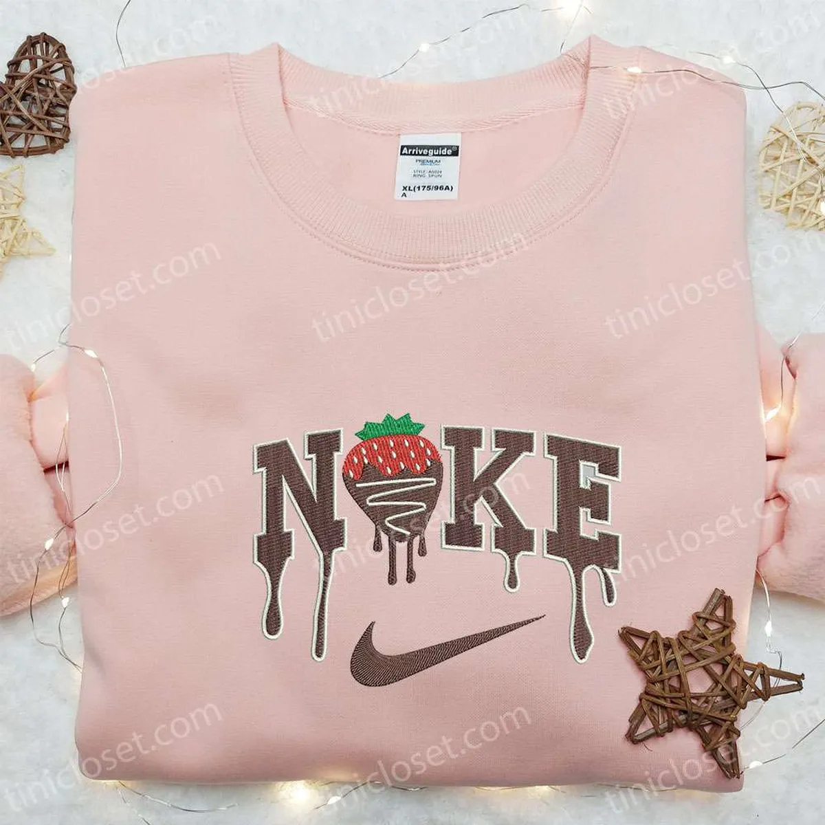 Nike x Strawberry Chocolate Embroidered Sweatshirt, Favorite Food Embroidered Shirt, The Best Gift