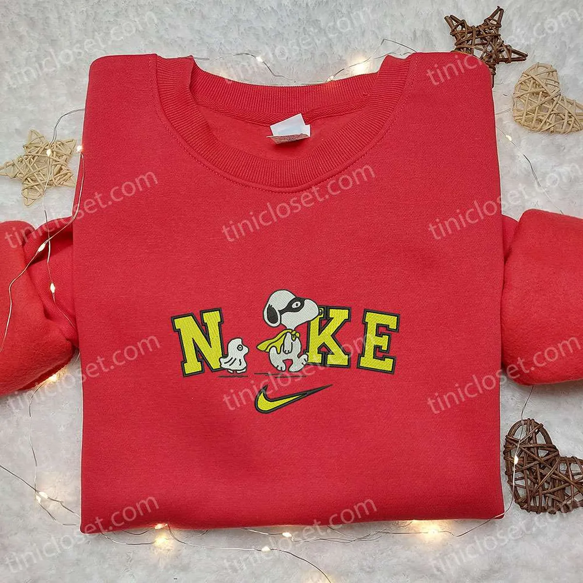 Nike x Super Snoopy Embroidered Sweatshirt, Cute Halloween Embroidered Hoodie, Custom Nike Embroidered T-shirt