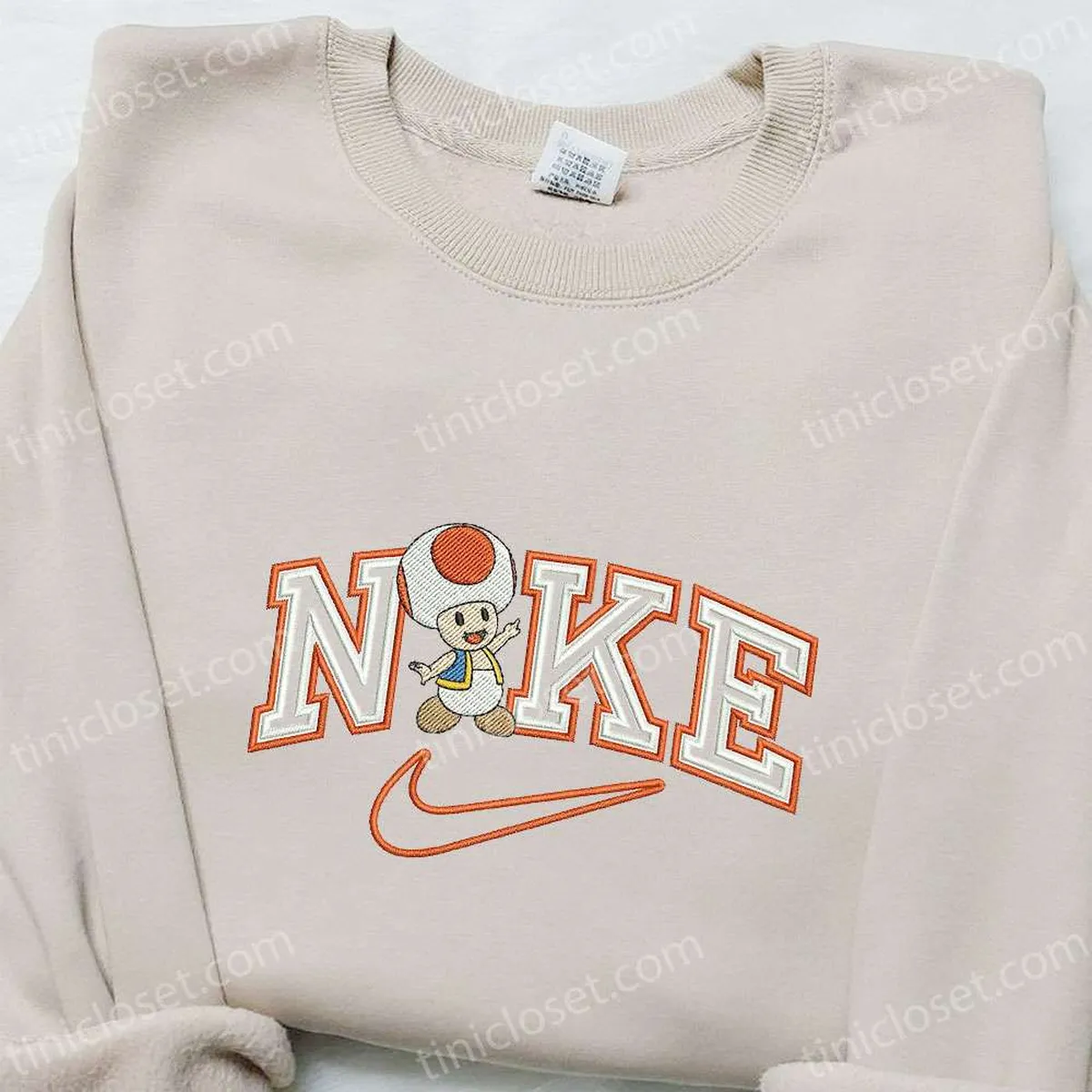 Nike x Toad Cartoon Embroidered Hoodie, Nike Inspired Embroidered Hoodie, Best Gift for Family