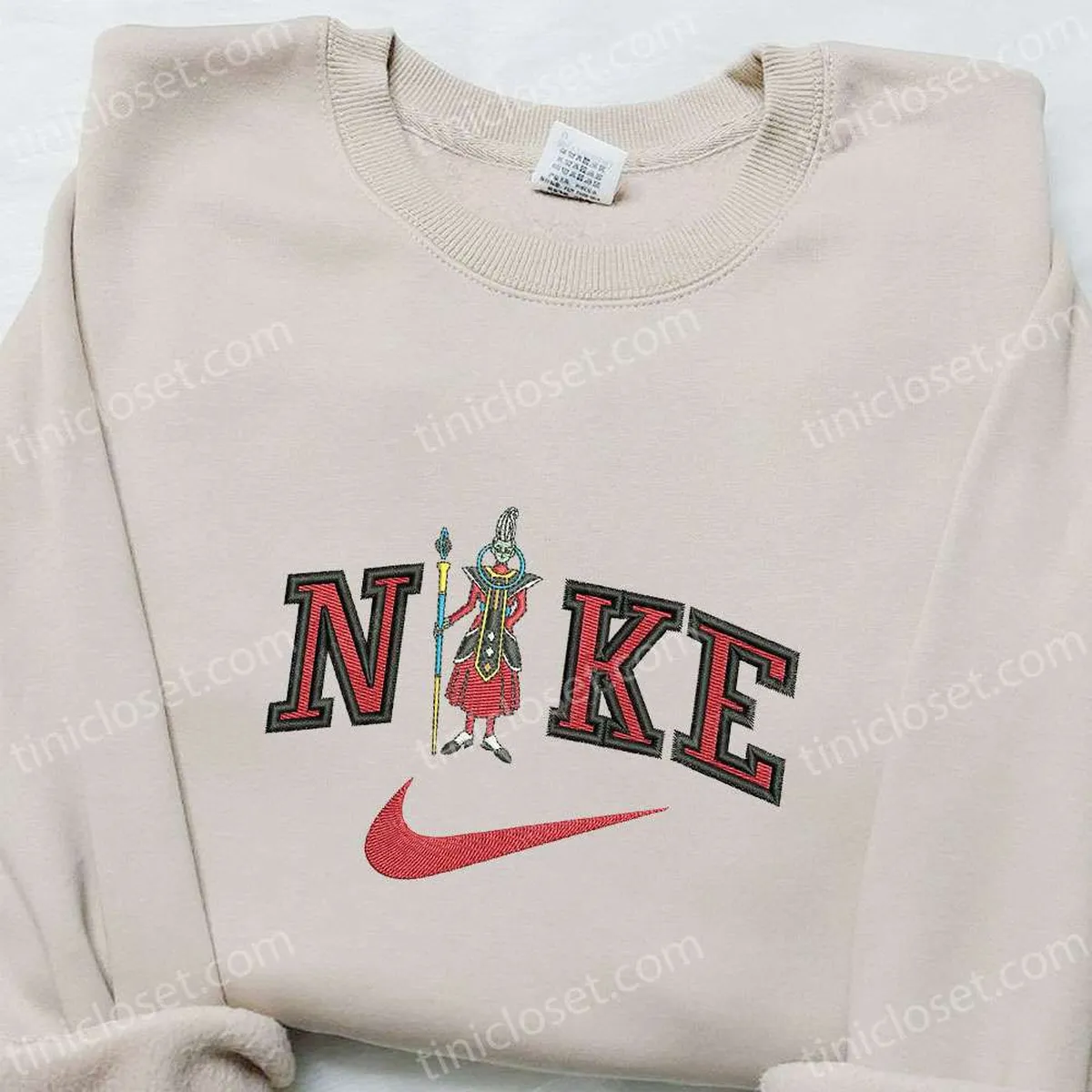 Nike x Whis Anime Embroidered Shirt, Dragon Ball Embroidered Hoodie, Custom Nike Embroidered T-shirt