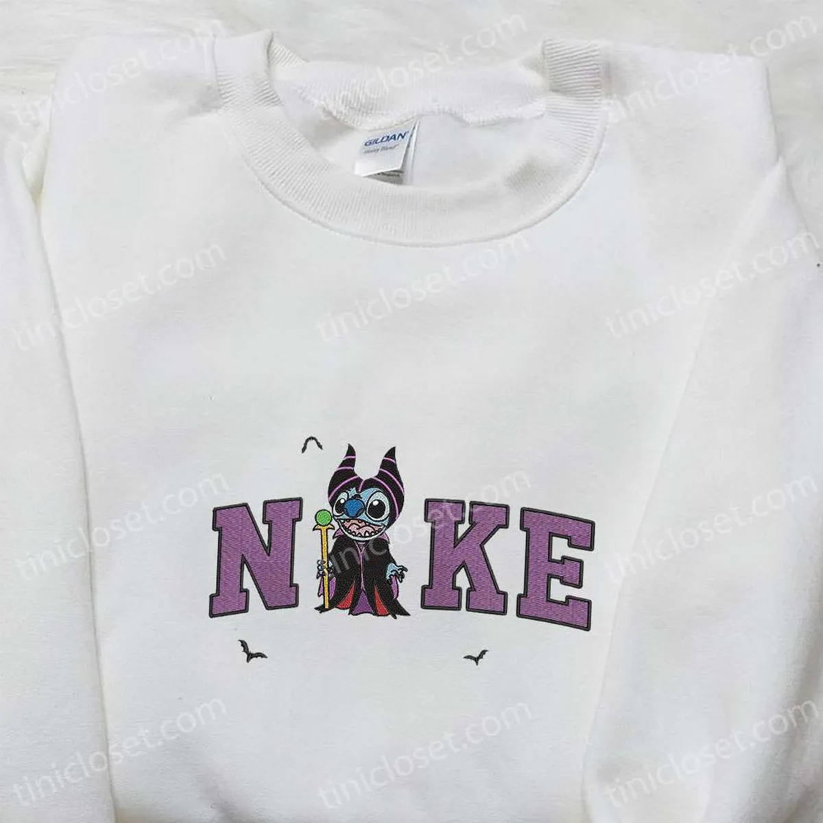 Nike x Wicked Stitch Maleficent Embroidered Shirt, Disney Halloween Embroidered Shirt, Nike Inspired Embroidered Shirt