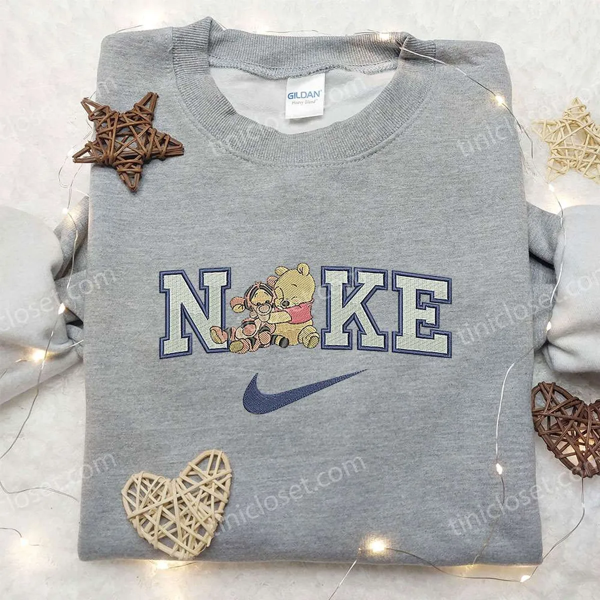 Nike x Winnie The Pooh and Tigger Embroidered Sweatshirt, Winnie The Pooh Embroidered Sweatshirt, Nike Inspired Embroidered Shirt