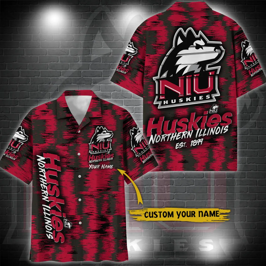 Northern Illinois Huskies Aloha Hawaiian Shirt Custom Your Name, Sport 3D Shirt, Gift For Fan VPHWA2451152041