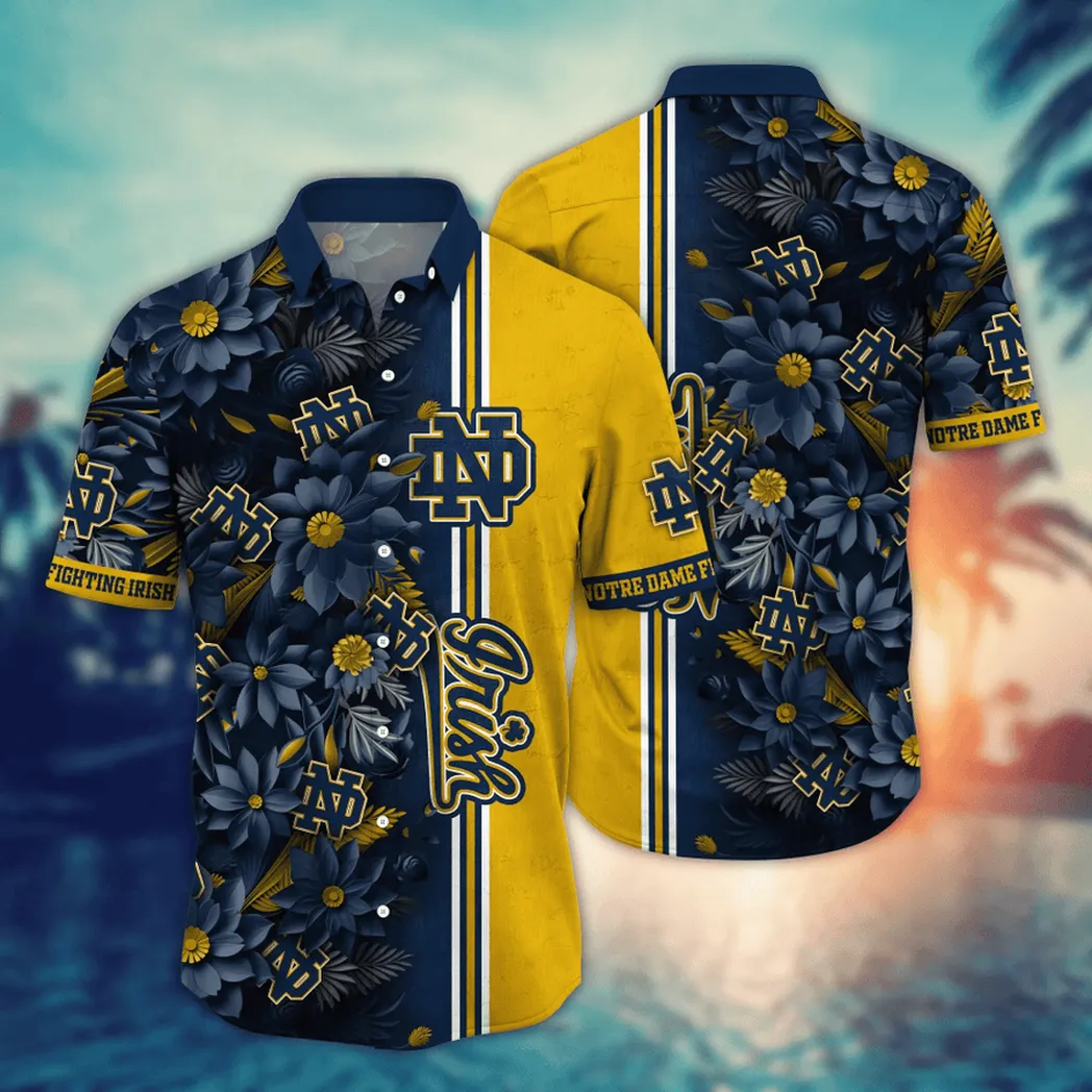 Notre Dame Fighting Irish NCAA Flower Aloha Hawaiian Shirt, Custom Summer Football Shirts VPHWA2451153228