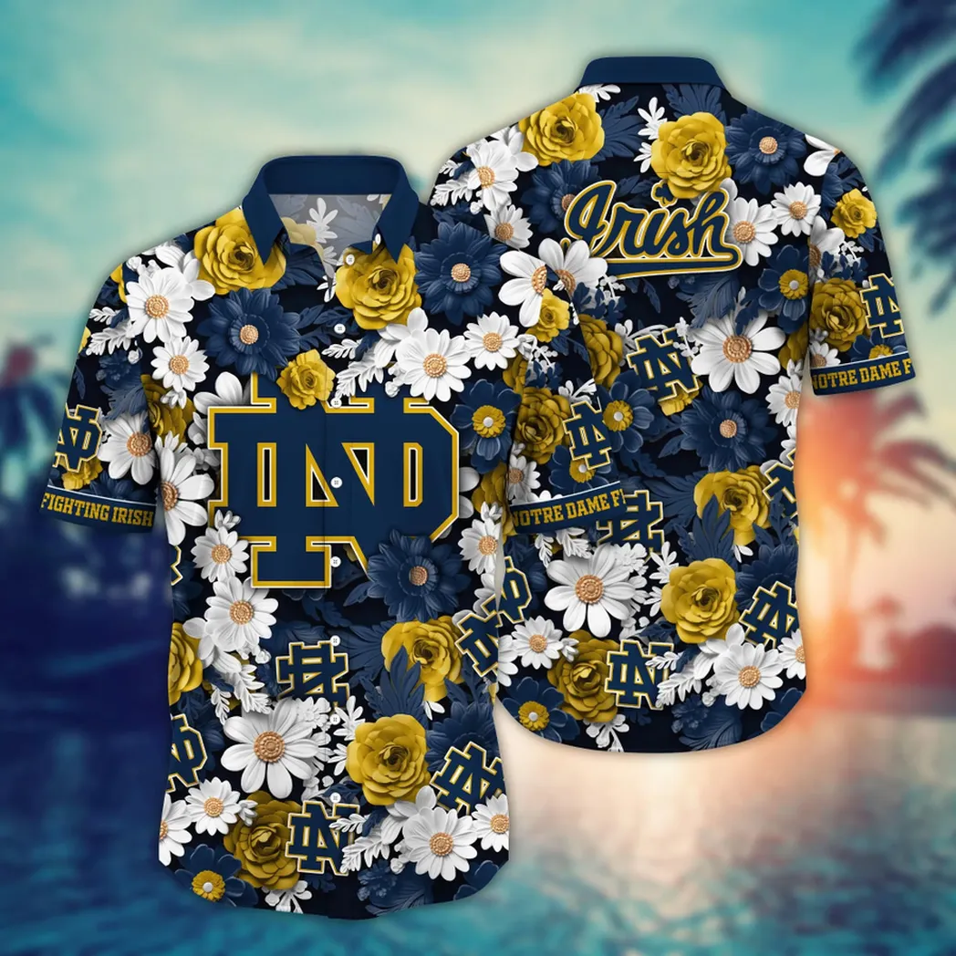 Notre Dame Fighting Irish NCAA Flower Aloha Hawaiian Shirt, Summer Football Shirts VPHWA2451153894