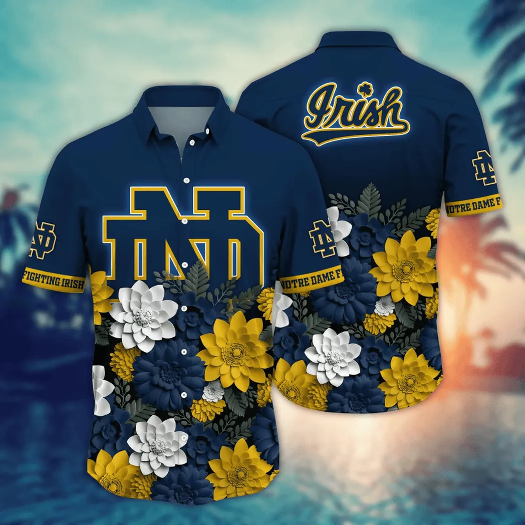 Notre Dame Fighting Irish NCAA Flower Aloha Hawaiian Shirt, Summer Football Shirts VPHWA2451155126