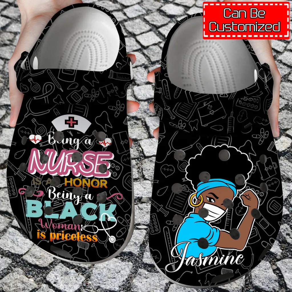 Nurse Crocs - Nurse Personalized Black Clog Nurse Crocs - Nurse Personalized Black Clog