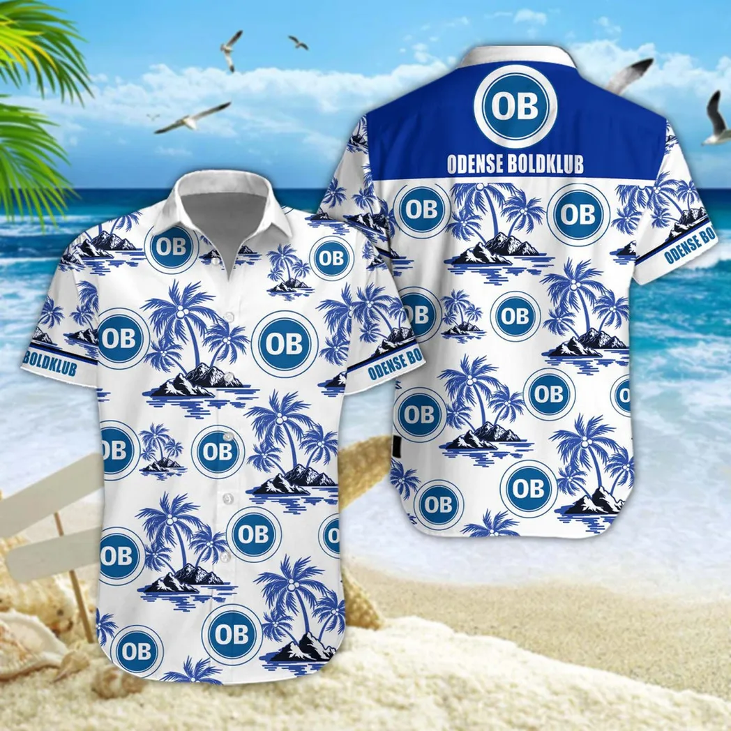 Odense Boldklub Hawaiian Shirt Style Classic Oversized Hawaiian, Unisex Hawaiian Shirt