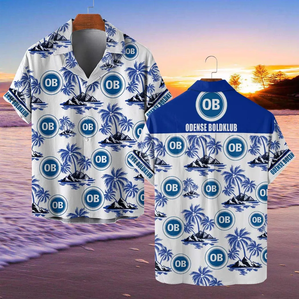 Odense Boldklub Hawaiian Shirt Style Classic Oversized Hawaiian, Unisex Hawaiian Shirt Trending Summer