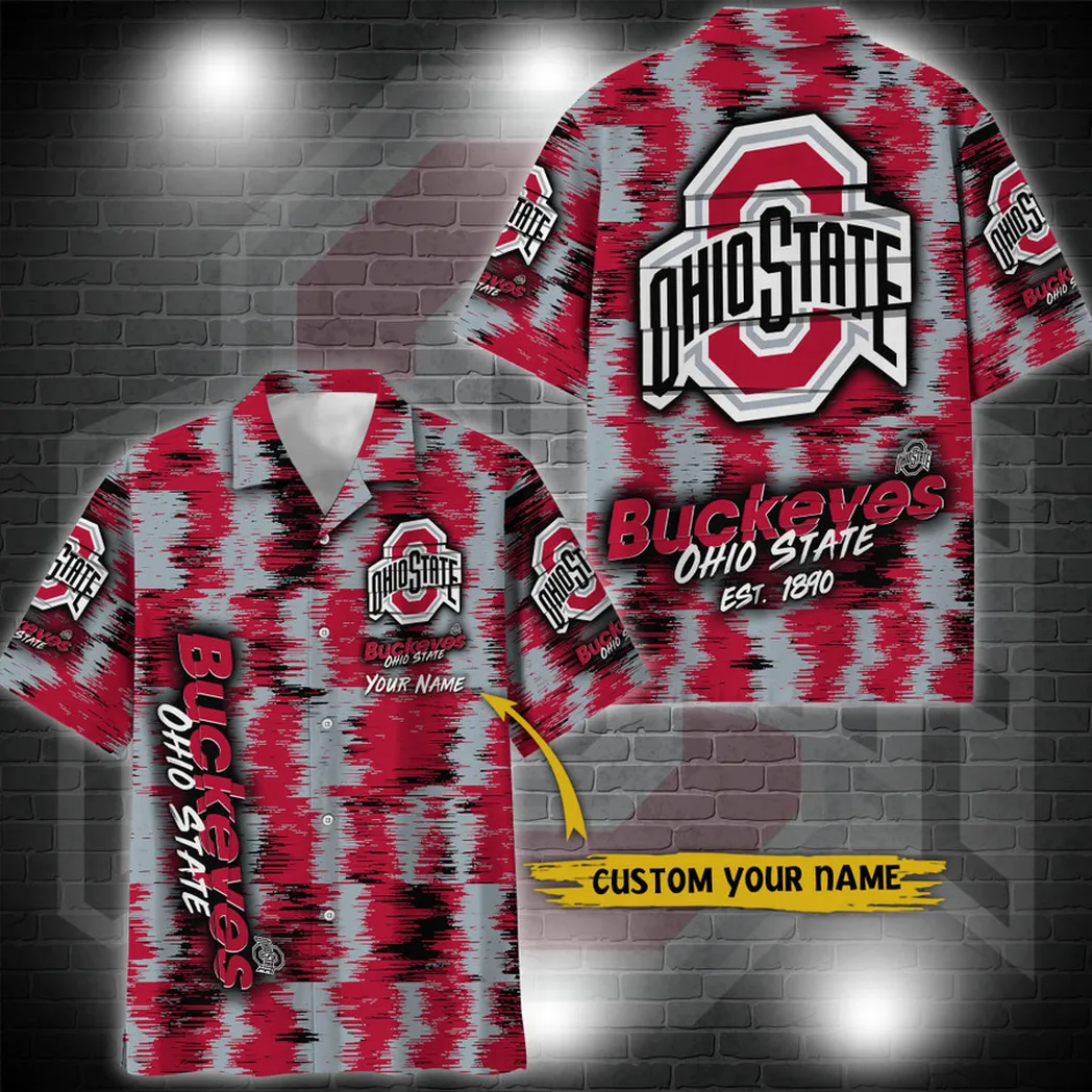 Ohio State Buckeyes Aloha Hawaiian Shirt Custom Your Name, Sport 3D Shirt, Gift For Fan VPHWA2451152013