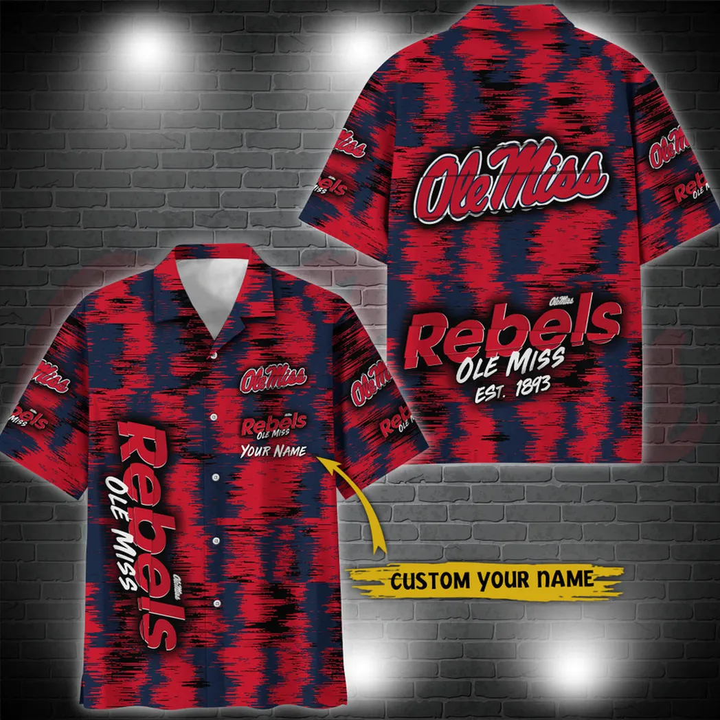 Ole Miss Rebels Aloha Hawaiian Shirt Custom Your Name, Sport 3D Shirt, Gift For Fan VPHWA2451152014