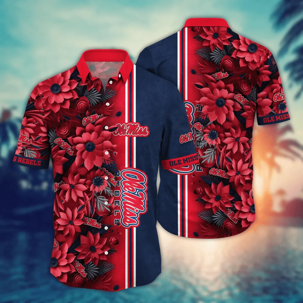 Ole Miss Rebels NCAA Flower Aloha Hawaiian Shirt, Custom Summer Football Shirts VPHWA2451153282