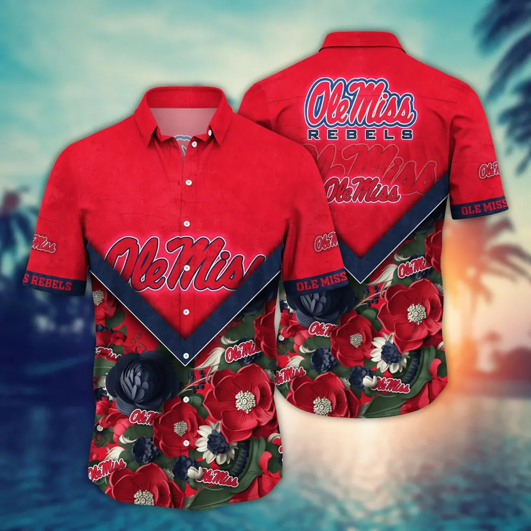 Ole Miss Rebels NCAA Flower Aloha Hawaiian Shirt, Custom Summer Football Shirts VPHWA2451153731