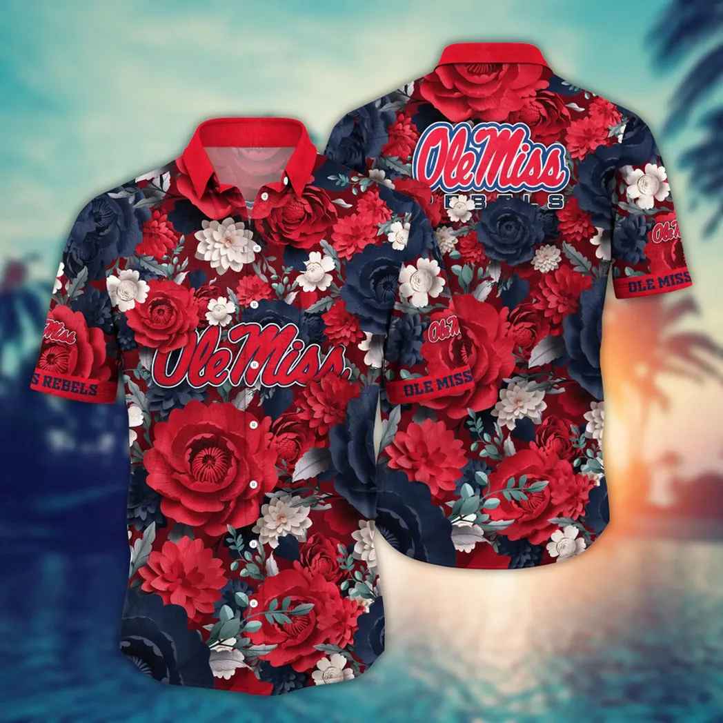 Ole Miss Rebels NCAA Flower Aloha Hawaiian Shirt, Custom Summer Football Shirts VPHWA2451153780