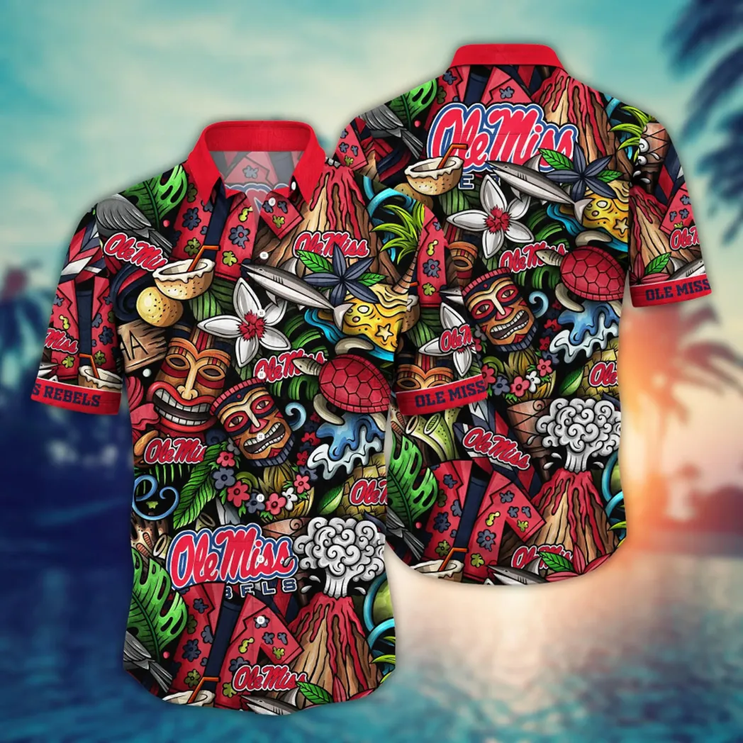 Ole Miss Rebels NCAA Flower Aloha Hawaiian Shirt, Custom Summer Football Shirts VPHWA2451154320