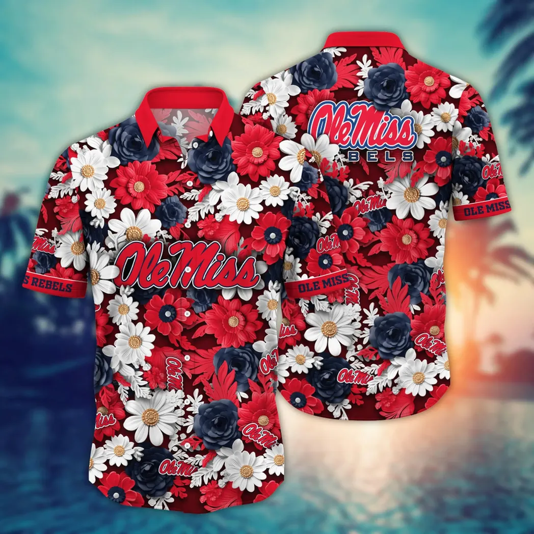 Ole Miss Rebels NCAA Flower Aloha Hawaiian Shirt, Summer Football Shirts VPHWA2451154023